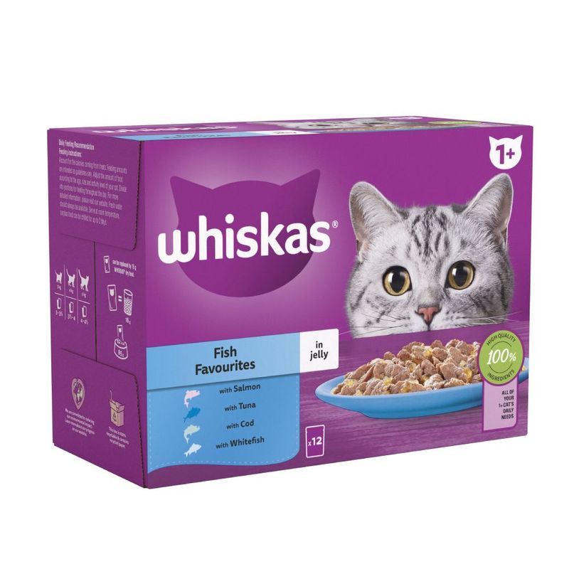 Whiskas 1+ Fish Favourites Adult Wet Cat Food Pouches in Jelly 40 Pack