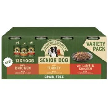 James Wellbeloved Grain Free Senior Wet Dog Food Turkey Lamb & Chicken 12 Pack 400g