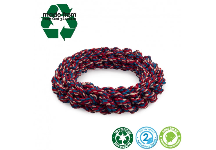 Ancol Dog Toy Rope Ring Made From T-shirts Small