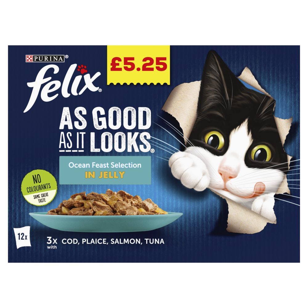 FELIX Ocean Feast Selection In Jelly Wet Cat Food 12 Pack x 100g