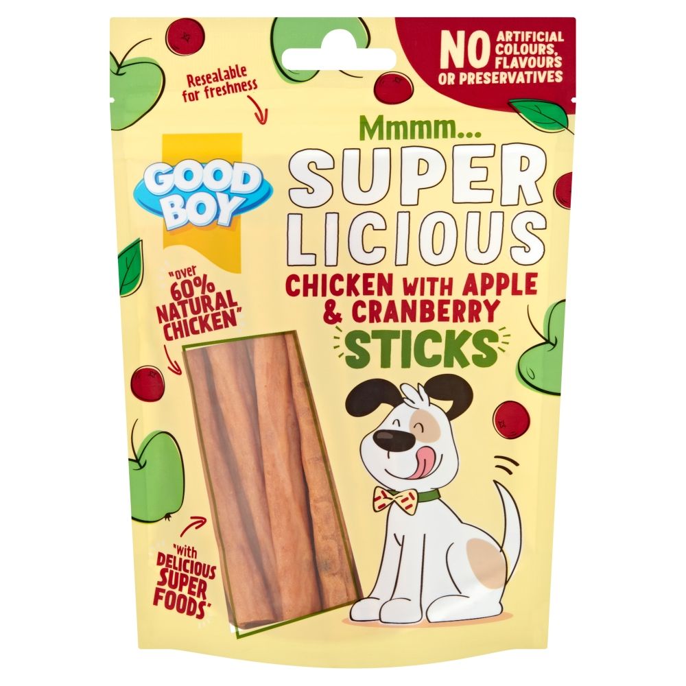 Good Boy Chicken with Apple & Cranberry Sticks 100g