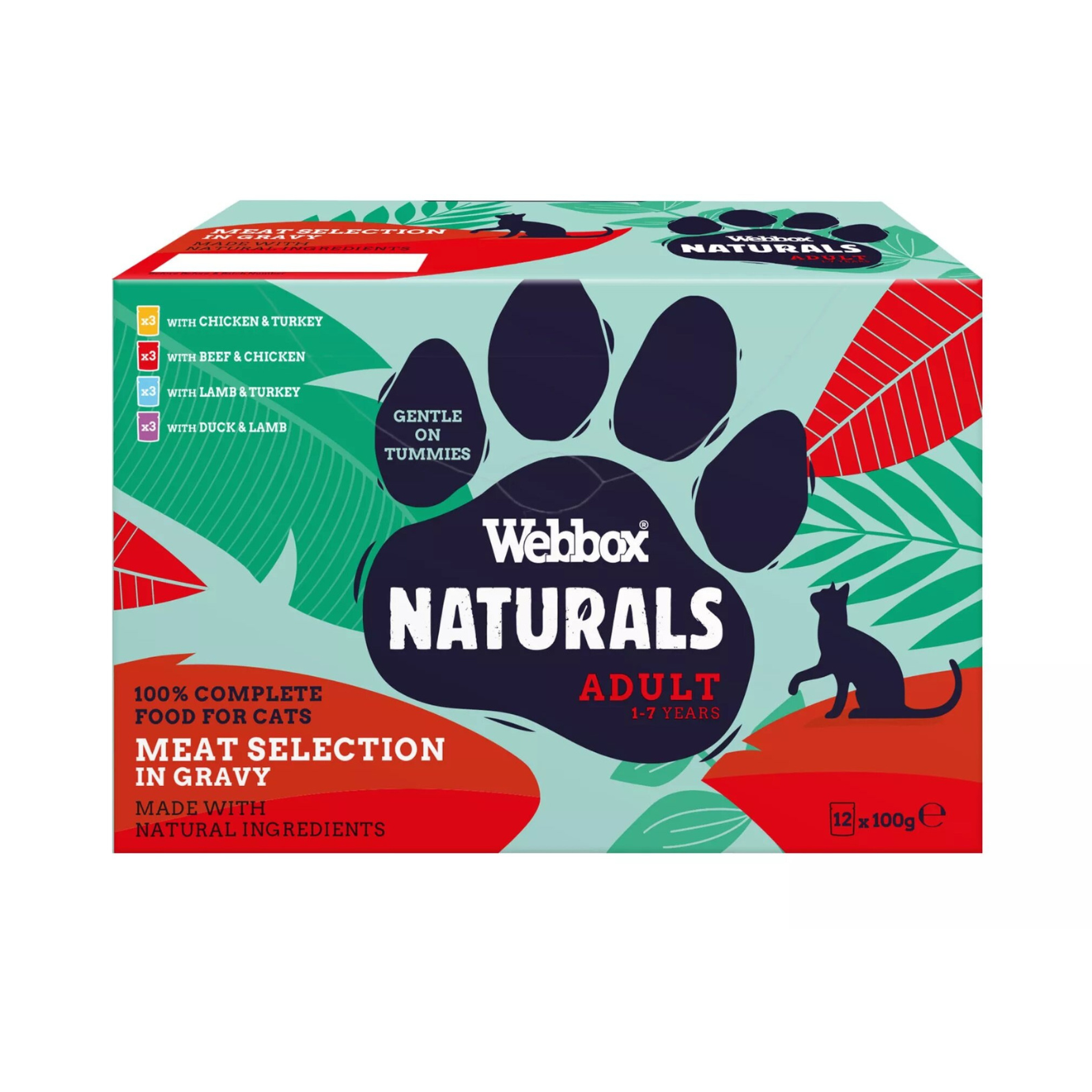 Webbox Naturals Cat Adult Meal Selection in Gravy Pouches 12 x 100g