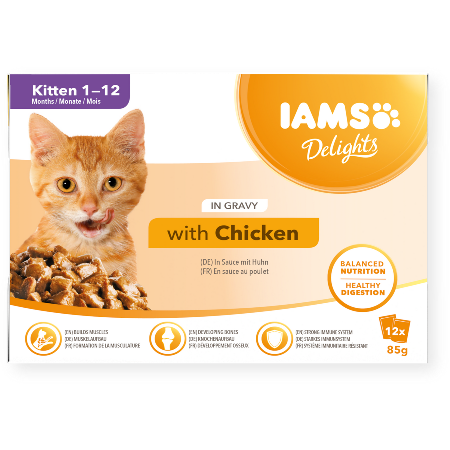 IAMS Delights Kitten Chicken in Gravy 12 Pack 85g
