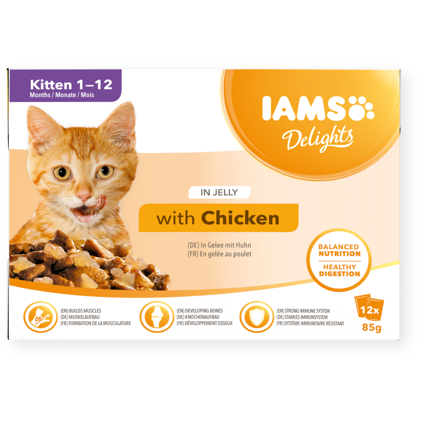 IAMS Delights Kitten Chicken in Jelly 12 Pack 85g