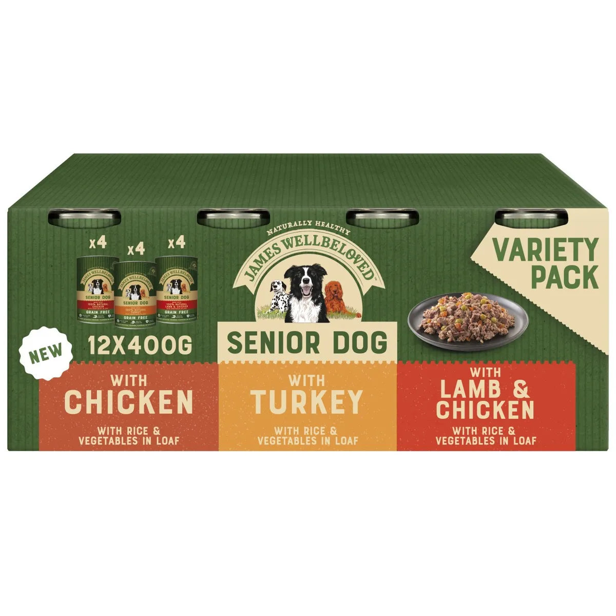 James Wellbeloved Senior Wet Dog Food Turkey, Lamb & Chicken 12 Pack 400g
