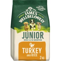James Wellbeloved Junior Complete Dry Dog Food Turkey & Rice 2KG