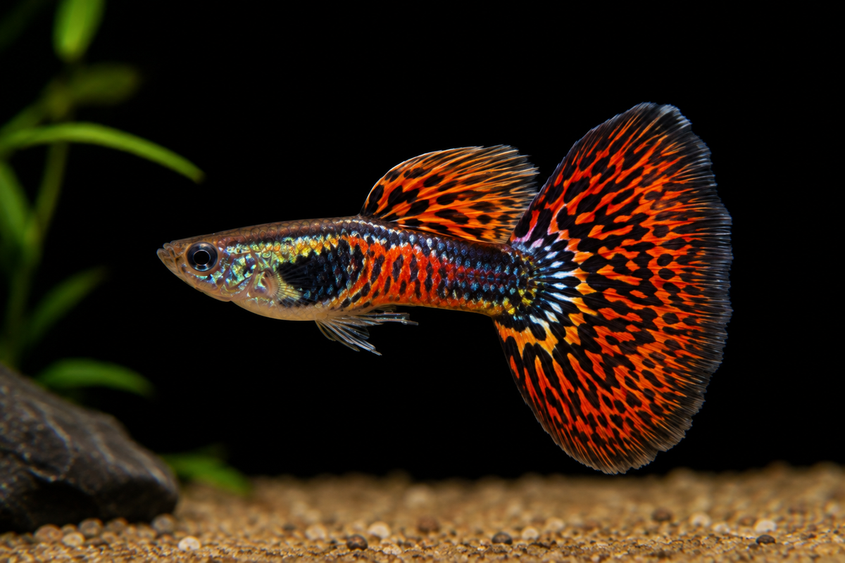 Male Flamestrike Elephant Ear Guppy
