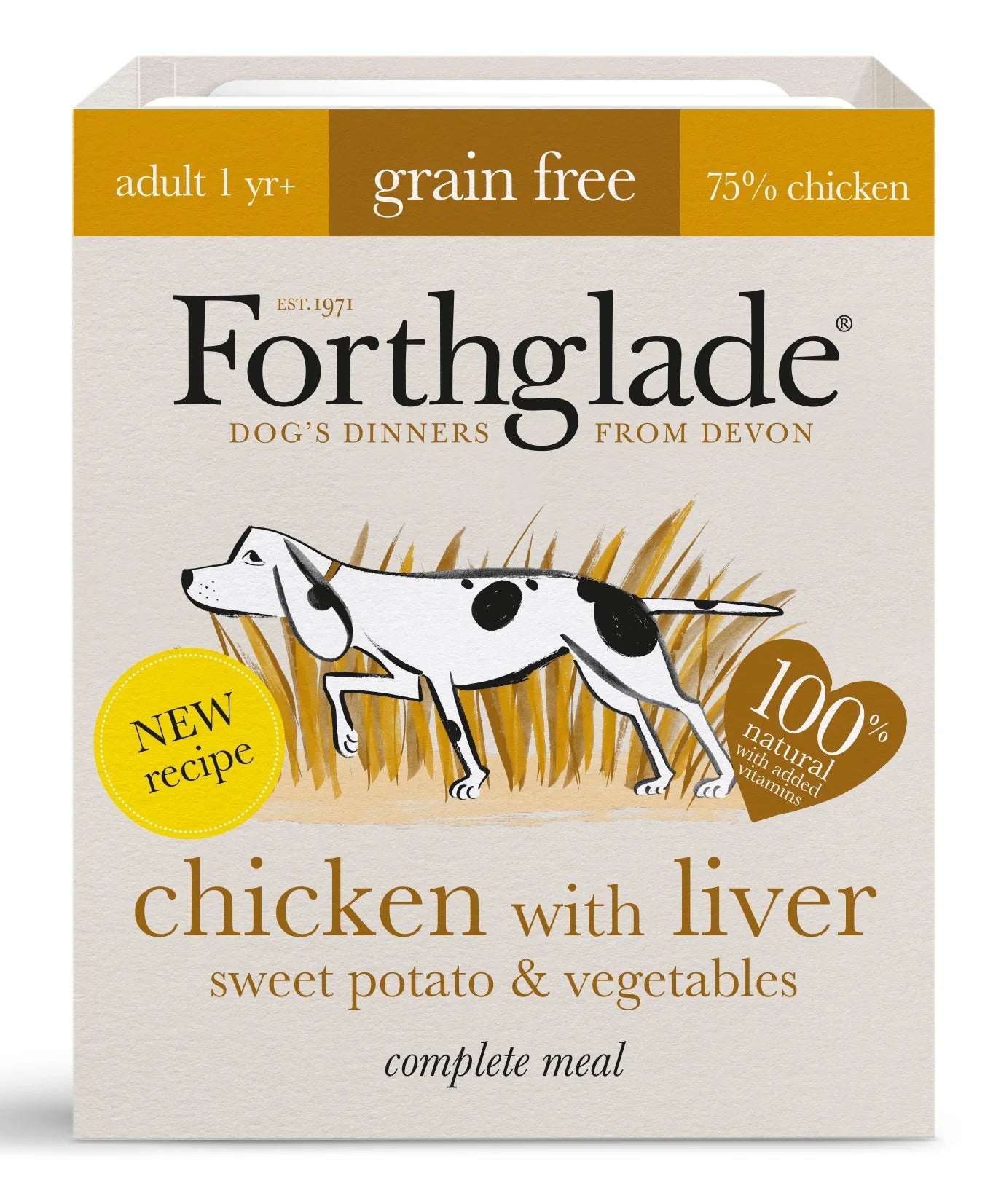 Forthglade Complete Grain Free Adult Chicken, Liver, Sweet Potatoes & Vegetables 395g