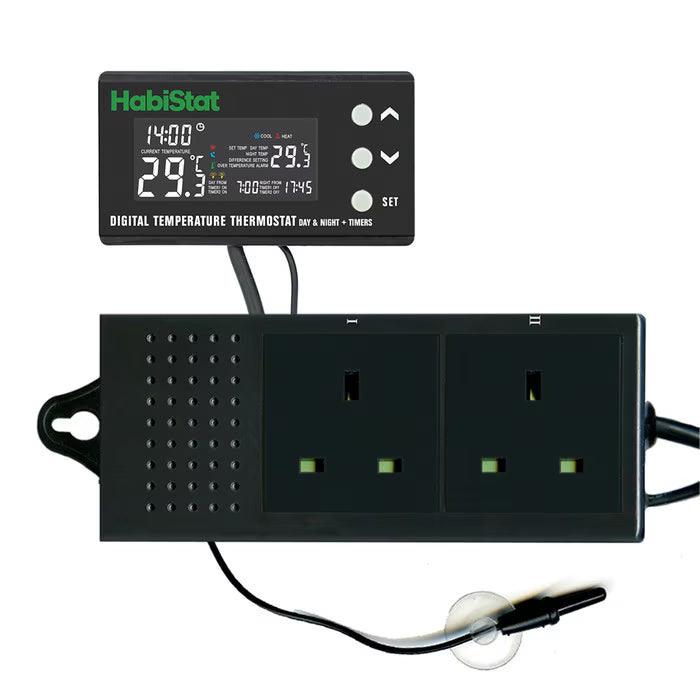 HabiStat Digital Temperature Thermostat Day/Night Timer 600w