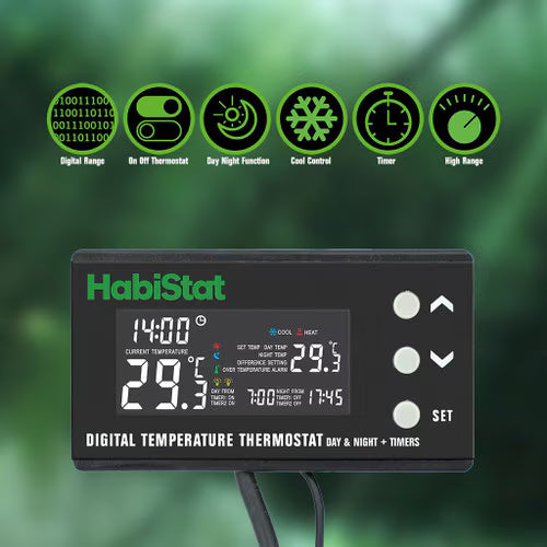 HabiStat Digital Temperature Thermostat Day/Night Timer 600w