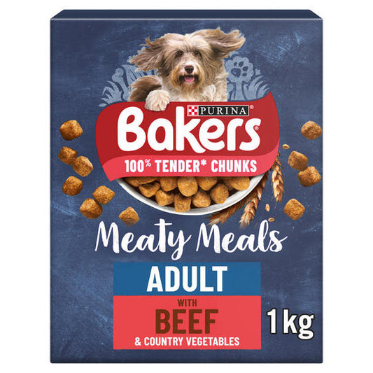 Bakers Meaty Meals Adult Beef Dry Dog Food 1kg