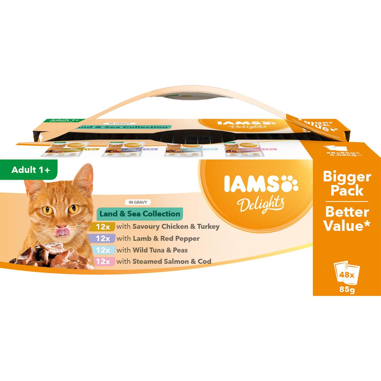 IAMS Delights Cat Land & Sea in Gravy Collection 48 Pack 85g